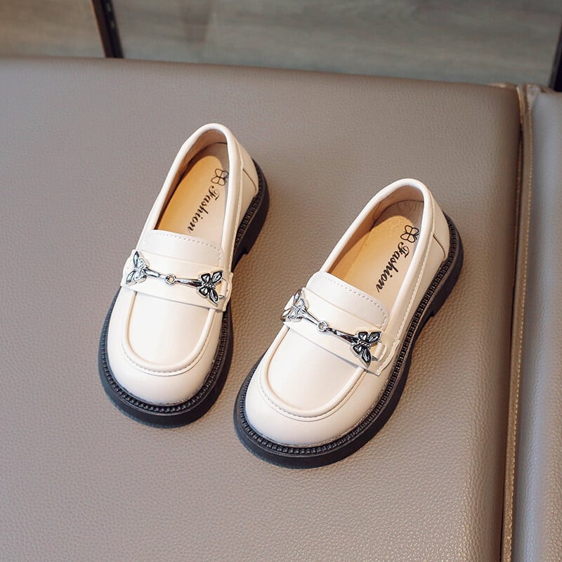 Pantofi din piele pentru fete, cu nasturi fluture, cu vârfuri pătrate, anti-alunecare, toamnă, în aer liber, PU, pantofi casual din piele pentru fete, sandale de femeie