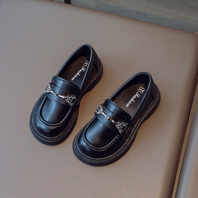 Pantofi din piele pentru fete, cu nasturi fluture, cu vârfuri pătrate, anti-alunecare, toamnă, în aer liber, PU, pantofi casual din piele pentru fete, sandale de femeie