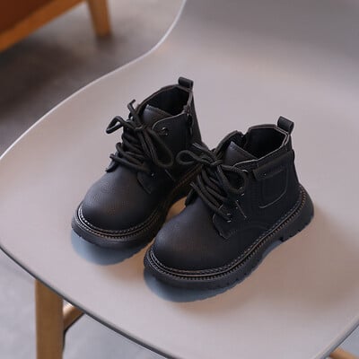 Cizme de modă pentru fete de toamnă pentru copii cizme de zăpadă impermeabile pentru copii mici băieți talpă moale din piele PU cu fermoar cizme unice J351