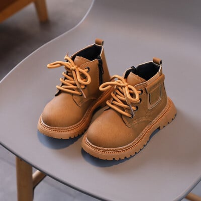 Cizme de modă pentru fete de toamnă pentru copii cizme de zăpadă impermeabile pentru copii mici băieți talpă moale din piele PU cu fermoar cizme unice J351