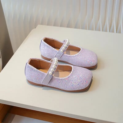 Pantof Nou Copii Piele Dulci Paiete Perla Copii Pantofi Printesa Primavara Toamna Copii Eleganti Petrecere Nunta Pantofi Plati Single