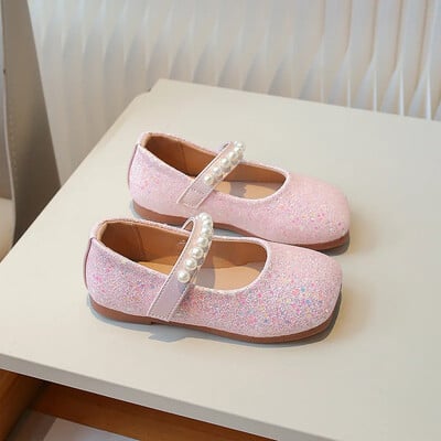 Pantof Nou Copii Piele Dulci Paiete Perla Copii Pantofi Printesa Primavara Toamna Copii Eleganti Petrecere Nunta Pantofi Plati Single
