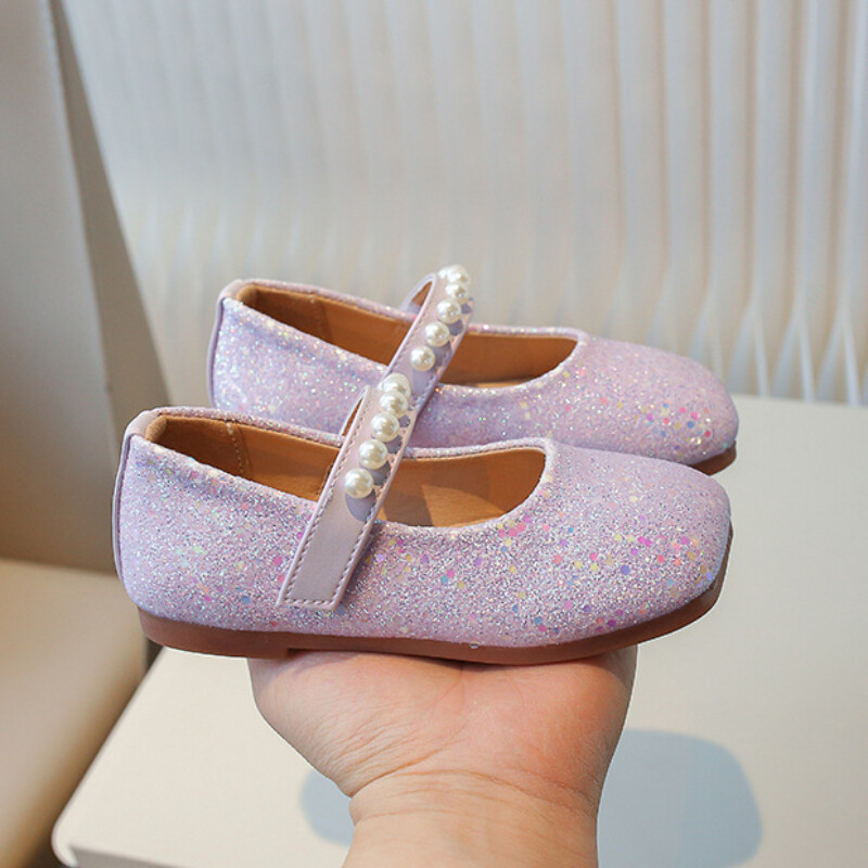Pantof Nou Copii Piele Dulci Paiete Perla Copii Pantofi Printesa Primavara Toamna Copii Eleganti Petrecere Nunta Pantofi Plati Single