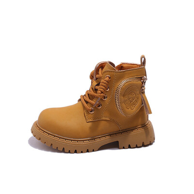 Jesen 2023., dječje Martin čizme s patentnim zatvaračem, djevojčice, dječaci, neklizajuće cipele na vezanje, modne dječje kožne gležnjače s četvrtastom petom 26-36.