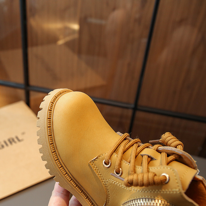 Jesen 2023., dječje Martin čizme s patentnim zatvaračem, djevojčice, dječaci, neklizajuće cipele na vezanje, modne dječje kožne gležnjače s četvrtastom petom 26-36.