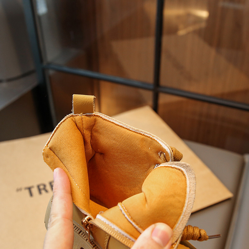 Jesen 2023., dječje Martin čizme s patentnim zatvaračem, djevojčice, dječaci, neklizajuće cipele na vezanje, modne dječje kožne gležnjače s četvrtastom petom 26-36.