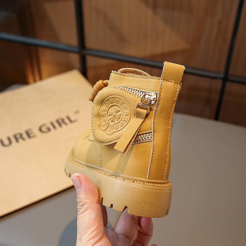 Jesen 2023., dječje Martin čizme s patentnim zatvaračem, djevojčice, dječaci, neklizajuće cipele na vezanje, modne dječje kožne gležnjače s četvrtastom petom 26-36.