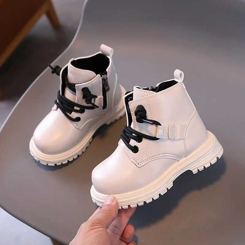 Cizme de toamnă pentru copii, fund gros, versatil, fete, școală, cu platformă, cizme anti-alunecare, copii, băieți, cizme scurte negre, anti-alunecare