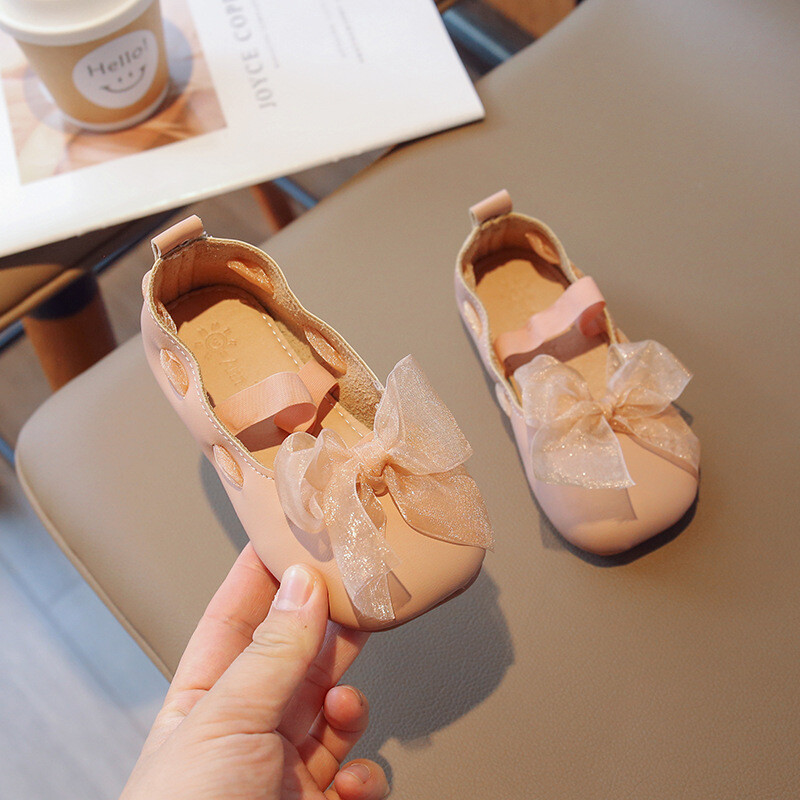 Pantofi din piele pentru fete, cu fundă din dantelă, pantofi prințesă pentru copii, pantofi cu talpă moale, pantofi pentru copii, pantofi de rochie pentru copii.