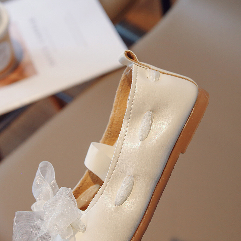 Pantofi din piele pentru fete, cu fundă din dantelă, pantofi prințesă pentru copii, pantofi cu talpă moale, pantofi pentru copii, pantofi de rochie pentru copii.