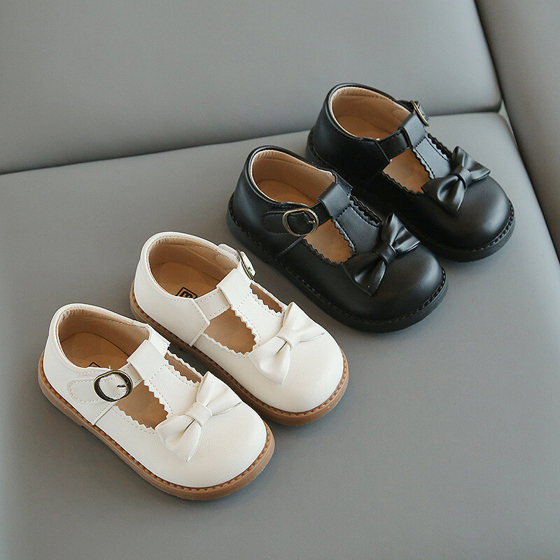Обувки за момичета Детски кожени обувки с лък Сладко момиче Единична обувка 2024 Есен Нова мода Обувка за принцеса за момиче Детски обувки Zapatos Niña