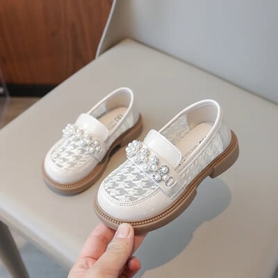 Pantofi din piele pentru fete 2024, primăvară, toamnă, plasă, respirabil, pantofi de prințesă pentru fetiță, talpă moale, anti-alunecare, pantofi singuri pentru fetiță