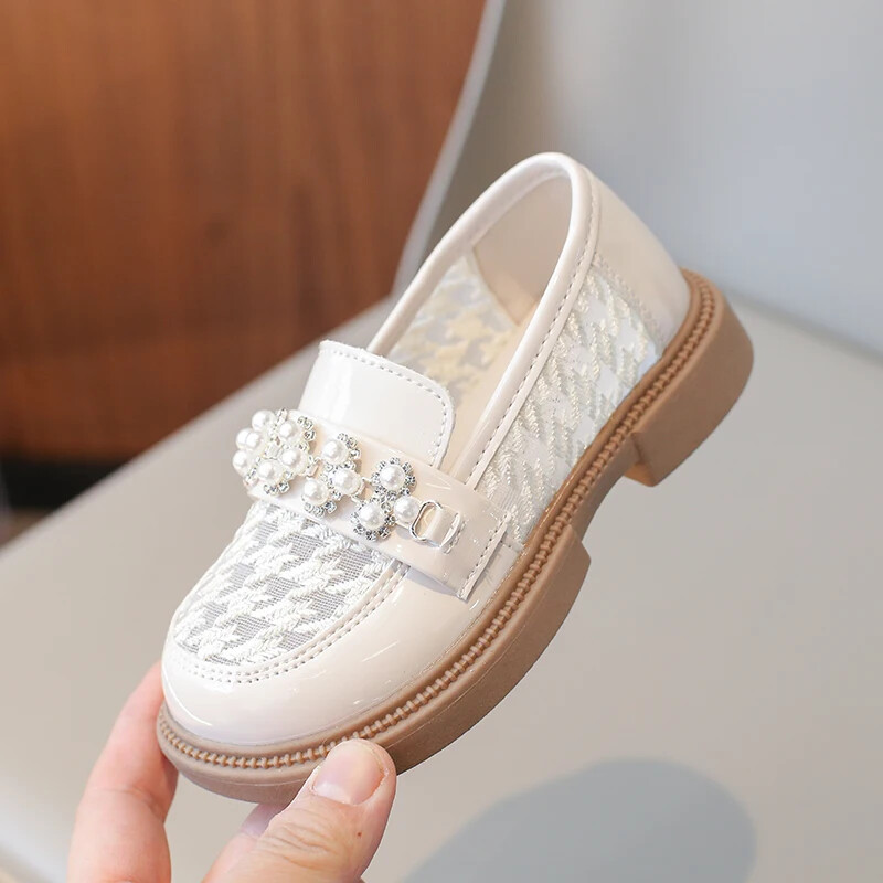 Pantofi din piele pentru fete 2024, primăvară, toamnă, plasă, respirabil, pantofi de prințesă pentru fetiță, talpă moale, anti-alunecare, pantofi singuri pentru fetiță