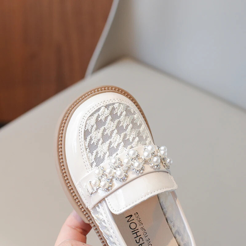 Pantofi din piele pentru fete 2024, primăvară, toamnă, plasă, respirabil, pantofi de prințesă pentru fetiță, talpă moale, anti-alunecare, pantofi singuri pentru fetiță