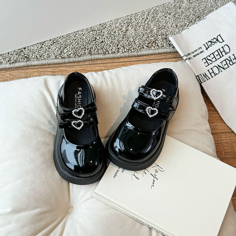 Crne elegantne djevojačke Mary Janes zdepaste prekrasne udobne dječje cipele Mary Janes, dječje kožne cipele za jesen