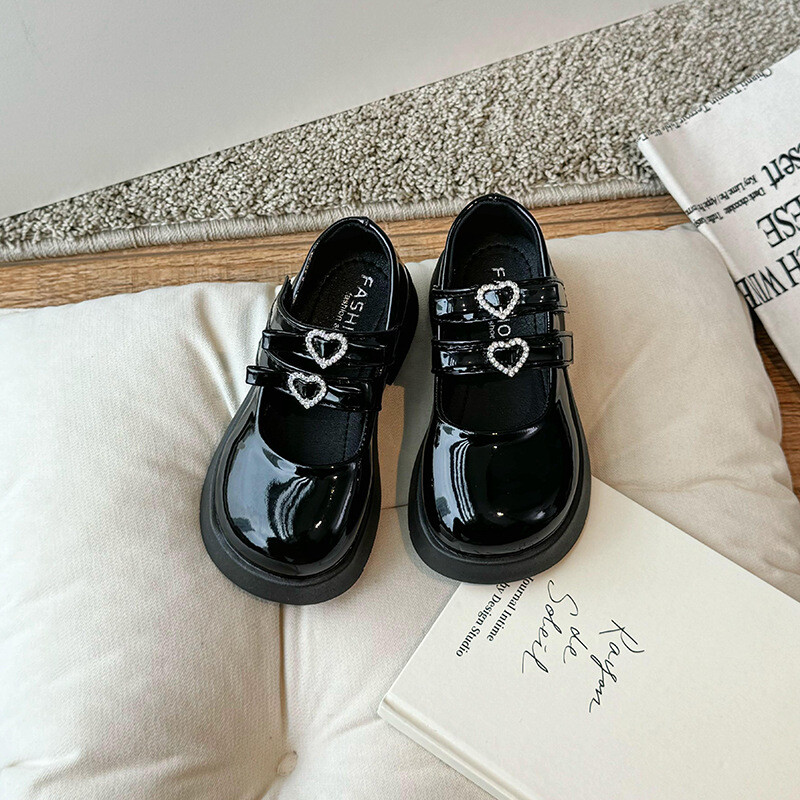 Crne elegantne djevojačke Mary Janes zdepaste prekrasne udobne dječje cipele Mary Janes, dječje kožne cipele za jesen