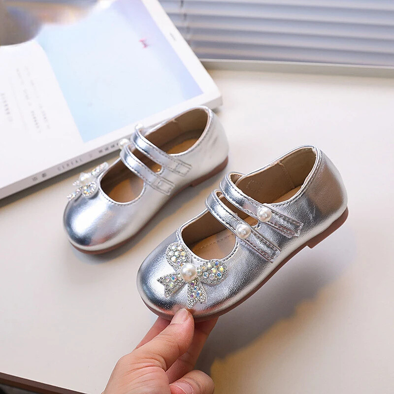 Pantofi șic pentru fete, prințesă, din piele, pantofi pentru copii, pentru copii, modă, versatili, eleganti, pantofi de petrecere pentru copii, cu vârful rotund, fund moale