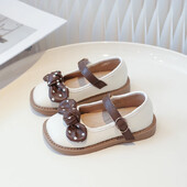 Pantofi pentru fete, primăvară, toamnă, pantofi din piele pentru copii, papion dulce, prințesă, pantofi casual, modă, fund moale, pantofi de mers pentru copii, nou