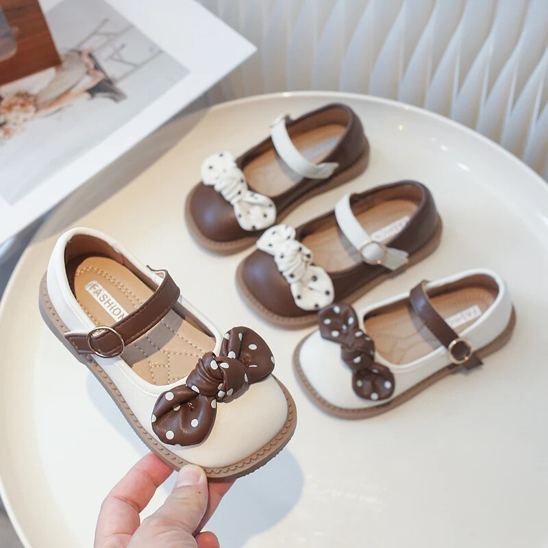 Pantofi pentru fete, primăvară, toamnă, pantofi din piele pentru copii, papion dulce, prințesă, pantofi casual, modă, fund moale, pantofi de mers pentru copii, nou