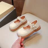 Кожени обувки за момичета на принцеса 2024 Пролет Есен Нова мода Детски сладки единични обувки Корейски меки подметки Едноцветни танцови обувки