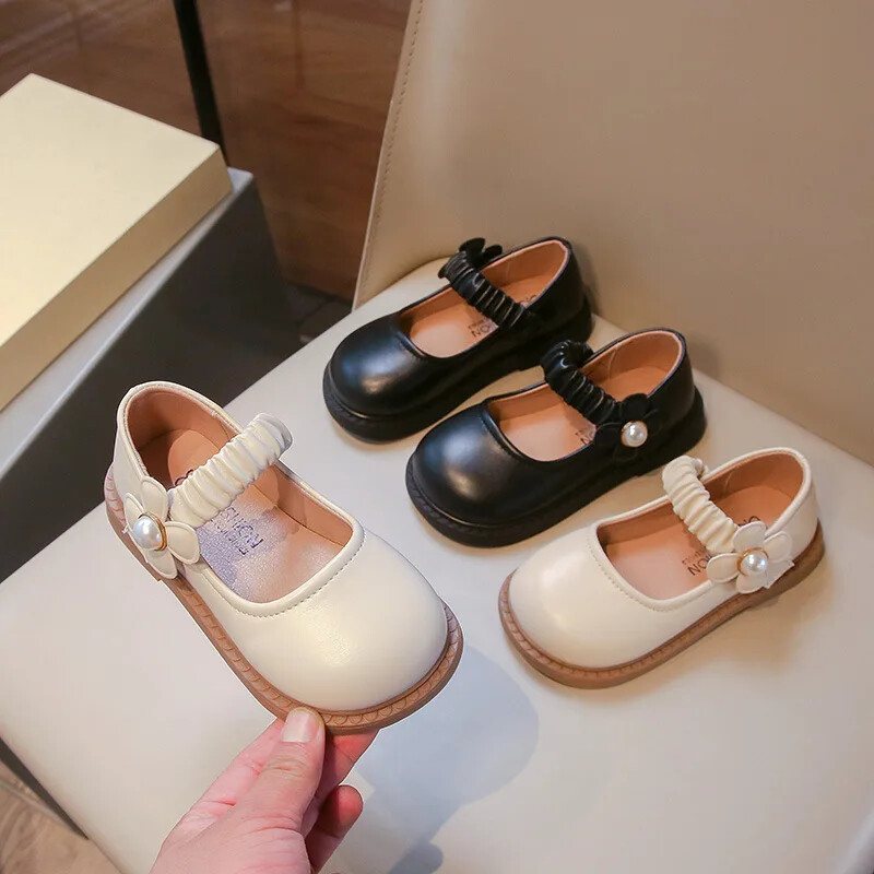 Кожени обувки за момичета на принцеса 2024 Пролет Есен Нова мода Детски сладки единични обувки Корейски меки подметки Едноцветни танцови обувки