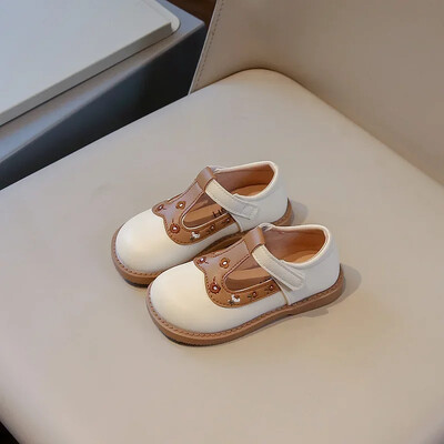 Kožne cipele za djevojčice Dječje izvezene cipele za princeze Modne uzročne dječje ravne cipele s mekim dnom Izdubljene svestrane