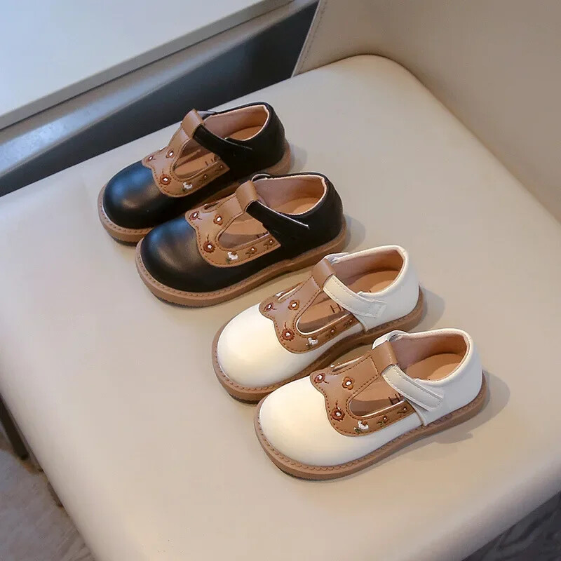 Kožne cipele za djevojčice Dječje izvezene cipele za princeze Modne uzročne dječje ravne cipele s mekim dnom Izdubljene svestrane