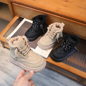 Есен Зима Детски ботуши Топли плюшени момчета Ботуши за малки момичета Модни дрехи Детски ежедневни обувки Ботуши за момчета Момичета за деца