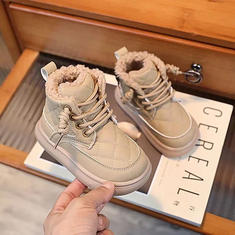 Есен Зима Детски ботуши Топли плюшени момчета Ботуши за малки момичета Модни дрехи Детски ежедневни обувки Ботуши за момчета Момичета за деца
