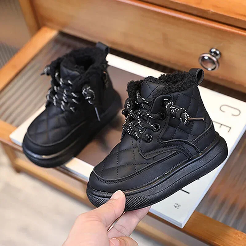 Есен Зима Детски ботуши Топли плюшени момчета Ботуши за малки момичета Модни дрехи Детски ежедневни обувки Ботуши за момчета Момичета за деца