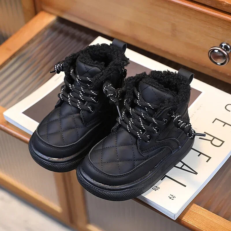 Есен Зима Детски ботуши Топли плюшени момчета Ботуши за малки момичета Модни дрехи Детски ежедневни обувки Ботуши за момчета Момичета за деца