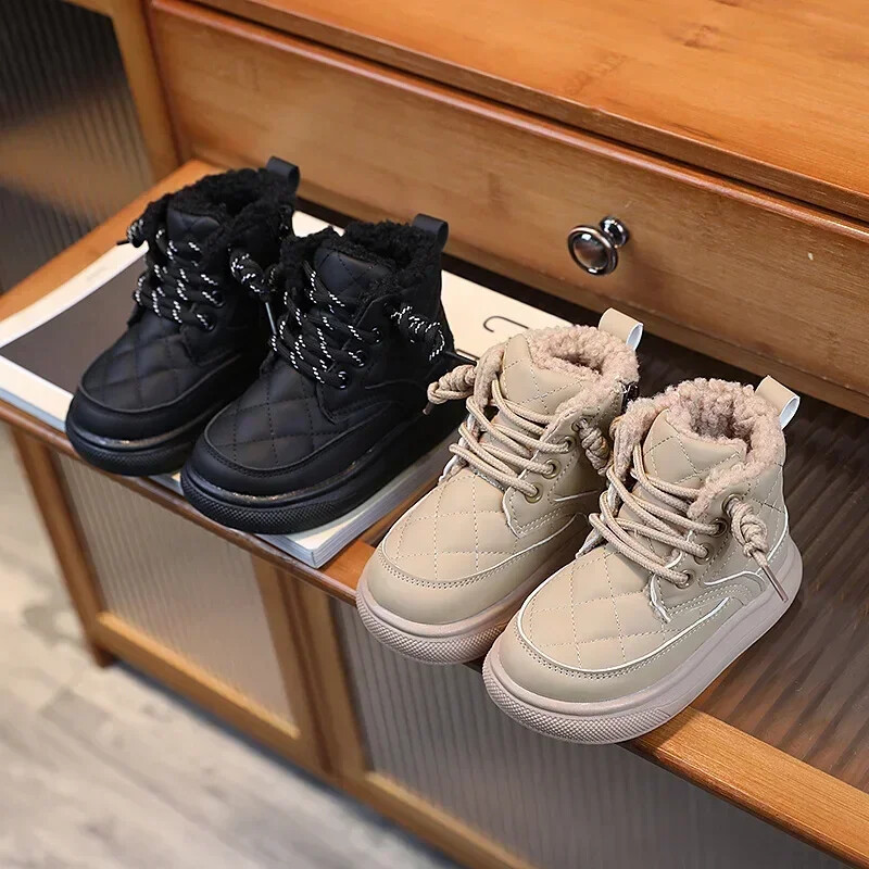 Есен Зима Детски ботуши Топли плюшени момчета Ботуши за малки момичета Модни дрехи Детски ежедневни обувки Ботуши за момчета Момичета за деца