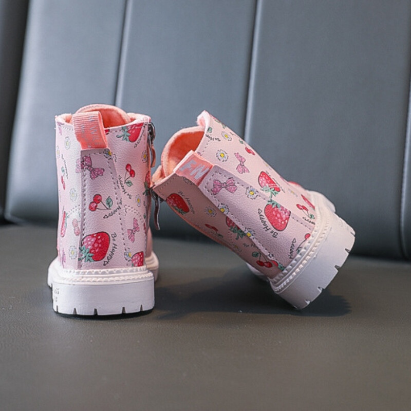 Tüdrukute saapad Sügis-talv soojad puuvillased poolsaapad Laste printsessikingad libisemiskindlad pehmest nahast platvormsaapad Laste tossud