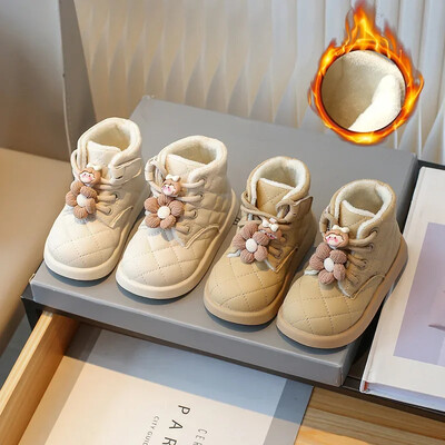 Botas Para Niña Cizme de zăpadă de pluș pentru copii, iarnă, nouă, cu talpă moale, pentru fetiță, din bumbac, cizme calde pentru băiat, cizme scurte drăguțe, pantofi pentru copii
