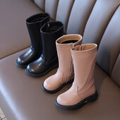 Ботинки Παιδικό παπούτσι βελούδινο παιδικό χειμερινό νέο παπούτσι από μεσαία έως μεγάλα κορίτσια Αντιολισθητική δερμάτινη μπότα Ευέλικτη ψηλή μπλούζα μακρυμάνικη βαμβακερή μπότα