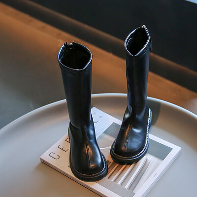 Tüdrukute kõrged saapad 2022, sügis ja kevad, uus Jaapani stiilis printsess Catwalk nahast kingad Lastemood Lihtne libisemisvastane PU