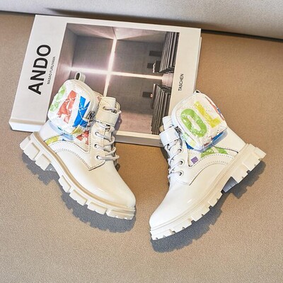 Модни детски ежедневни обувки Момичета Ботуши за сняг Кожени сладки бебешки ботуши Глезени Деца Момчета Спортни обувки Размер 21-36 Обувки за бягане