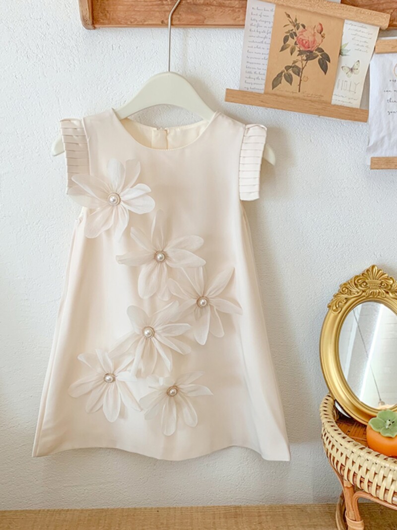 Lastele armas lilledega kleit 2024. aasta suvi, uus mood Laste õhuke tüdrukute varrukateta printsessikleit