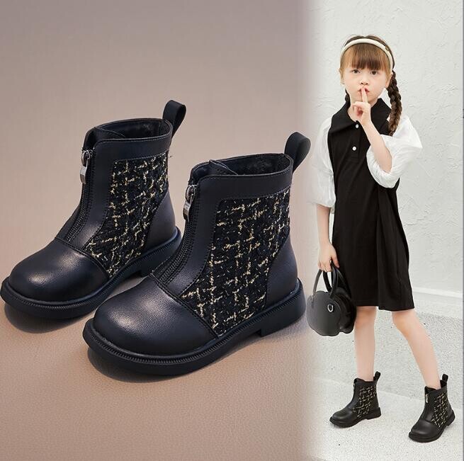 Детски модни ботуши Нови есенни зимни спортни обувки Момчета Момичета Водоустойчиви неплъзгащи се ботуши за сняг Chelsea Детски кожени ботуши