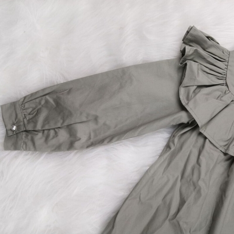 Pamučna haljina princeze s volanima za djevojčice, dugih rukava, proljeće, jesen, dojenčad, mala odjeća za djevojčice Visokokvalitetna odjeća za bebe 2-10 godina