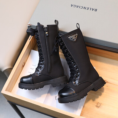 Moodsad Tüdrukute Saapad Sügis Uued Rist Rihm Laste Kõrged Pikad Saapad Ühevärvilised Lastejalatsid Mitmekülgsed printsessnahast saapad