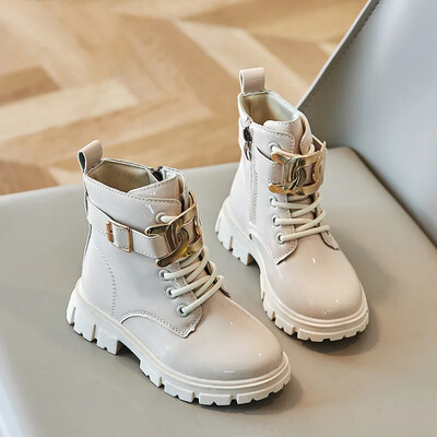 Tüdrukute Saapad Laste Lühikesed Saapad Tudengijalatsid Laste Õuesaapad Kevad-Sügis Uued libisemiskindlad Pehme tallaga nahksaapad