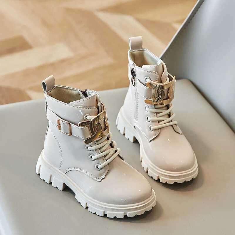 Tüdrukute Saapad Laste Lühikesed Saapad Tudengijalatsid Laste Õuesaapad Kevad-Sügis Uued libisemiskindlad Pehme tallaga nahksaapad