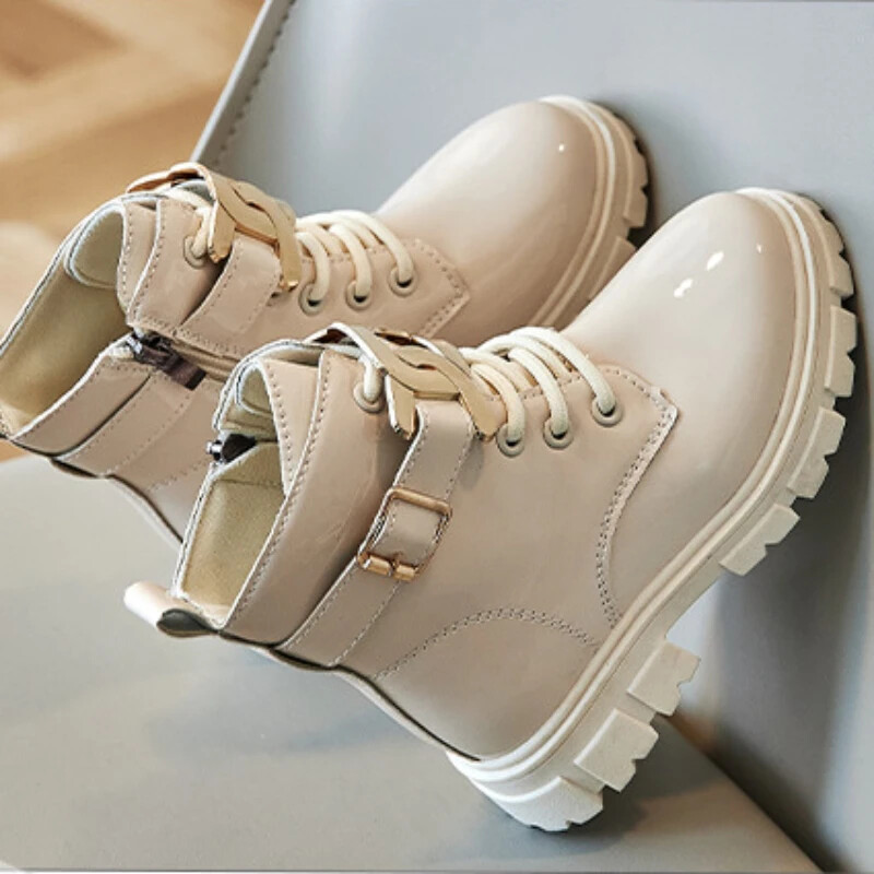 Tüdrukute Saapad Laste Lühikesed Saapad Tudengijalatsid Laste Õuesaapad Kevad-Sügis Uued libisemiskindlad Pehme tallaga nahksaapad