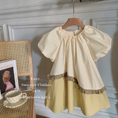 Tüdrukute vabaajakleidid Pitsist lapiline puhvis varrukatega kleit Peokleit lastele 2–8-aastastele tüdrukutele Tüdrukute riided