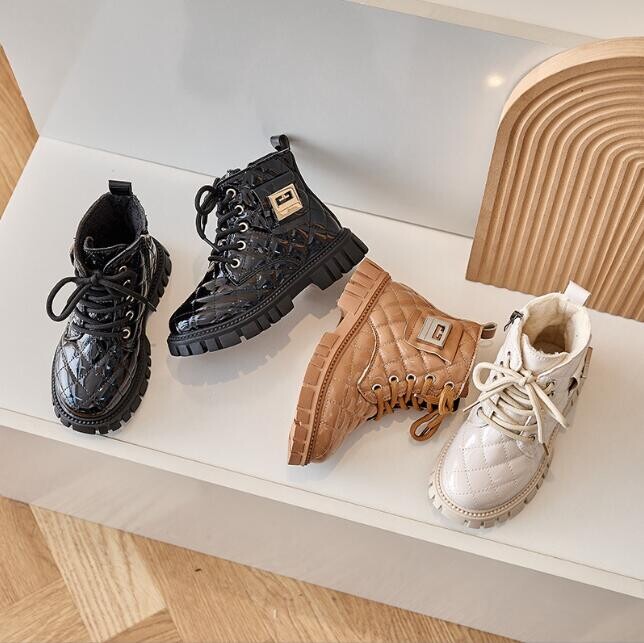 Зимни ботуши за сняг за момичета Детски кожени обувки Модни ботуши за малки момчета Chelsea Елегантна платформа Детски спортни обувки за момиче Маратонки