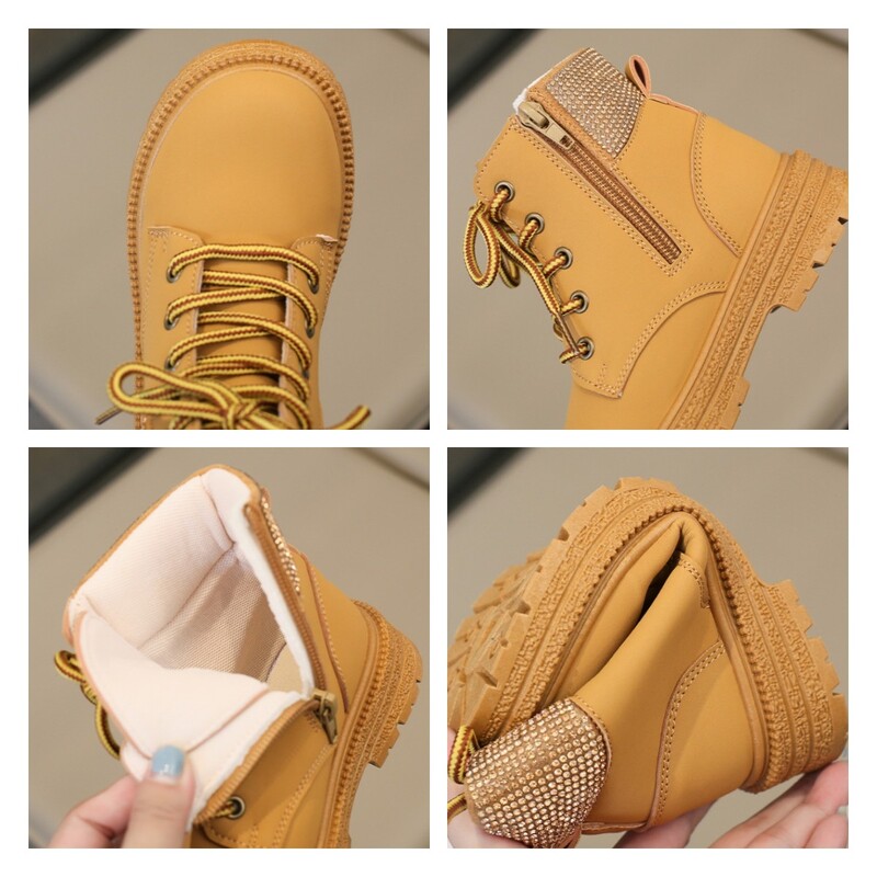 Uued sügise tüdrukud Mood Nahast saapad Laste Kõrged vabaaja veekindlad tossud Mugavad platvormsaapad Laste vabaajajalatsid