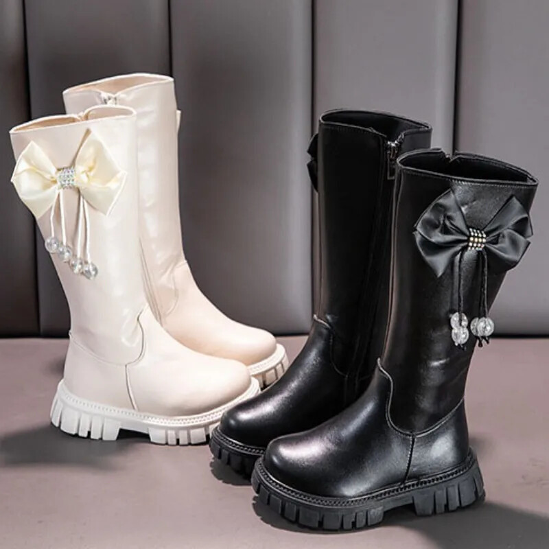 Dječje čizme, visoke čizme, jesen, zima, dječje kožne cipele s mekim potplatom, čizme za djevojčice, duge čizme, modna cipela princeze