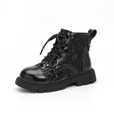 Cizme pentru fetiță cu paiete, paiete, pentru copii, toamnă, ocazional, cizme din piele, tendință la modă, prințesă, cu talpă din cauciuc, cizme scurte