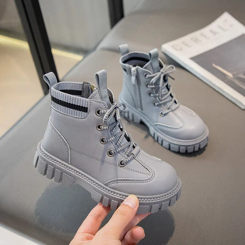 Moodsad lastesaapad Sügis-talv Uus 2023 Poistele Tüdrukutele Libisemisvastane pehme kummist välistald Kootud Tõmblukuga Poolsaapad Vabaajajalatsid